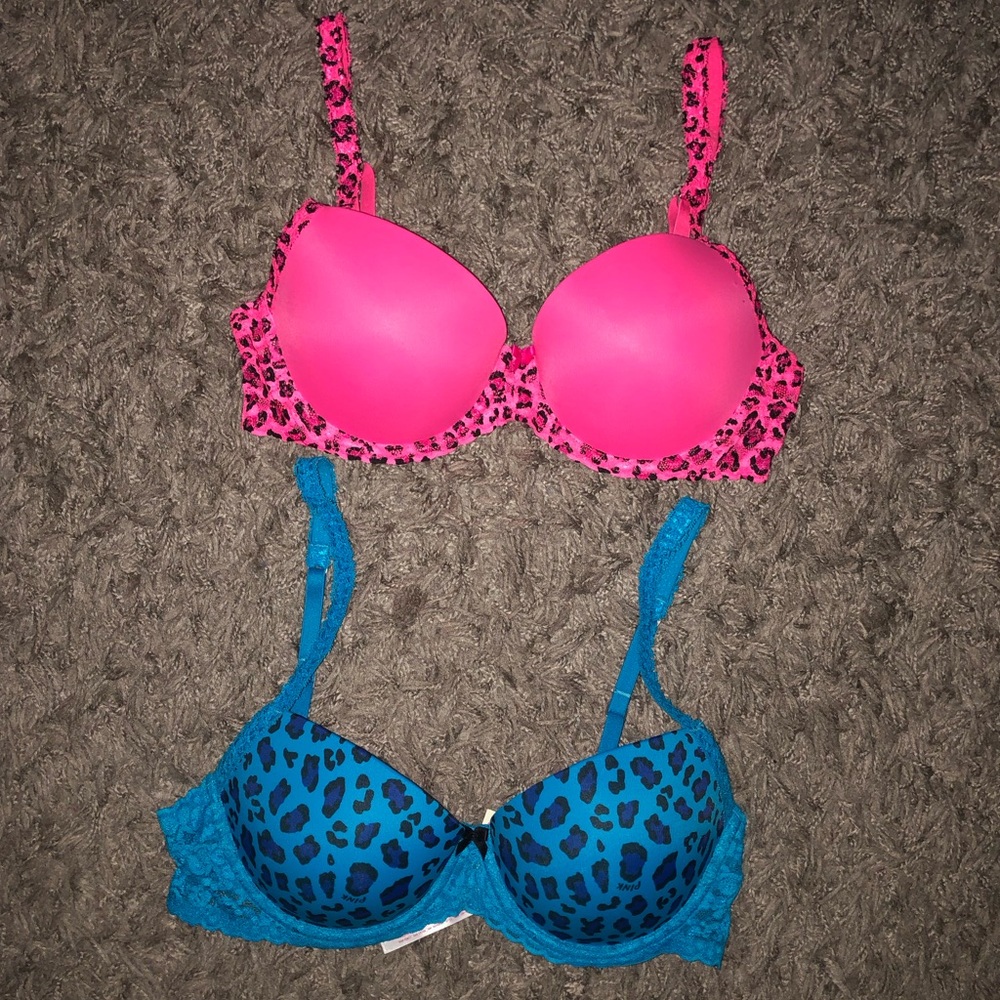 Victoria’s Secret PINK Neon Push-Up Demi Bras, Size 34C, New With Tags